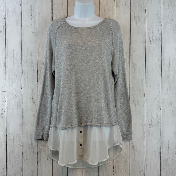 Anthropologie Dolan Left Coast Grey Terry Knit Tunic Layered Shirt Size Small - Picture 1 of 11